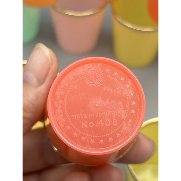 15 MCM Glasses Plastic Shot Mini Dessert KIH Vtg Hong Kong Multicolor Gold Band - Picture 15 of 16